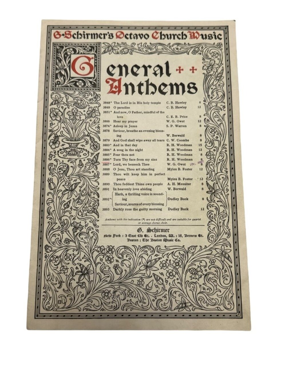 Antique G Schirmer General Anthems Church Choir Sheet Music Lot of 6 Victorian